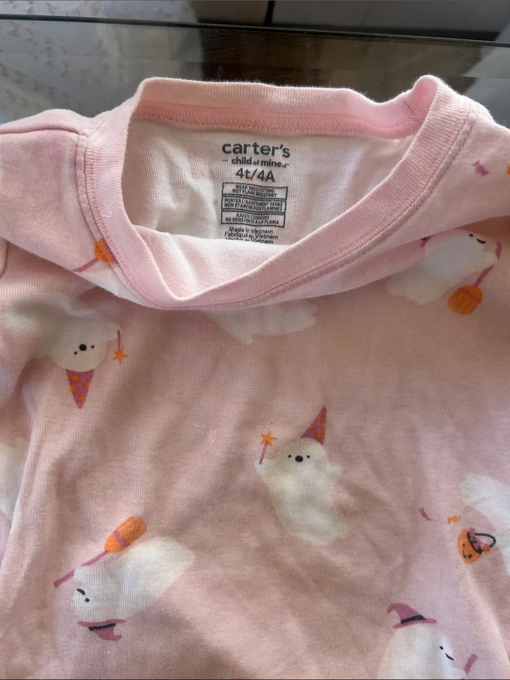 Girls Pink Halloween ghost Pajama Set 4 T